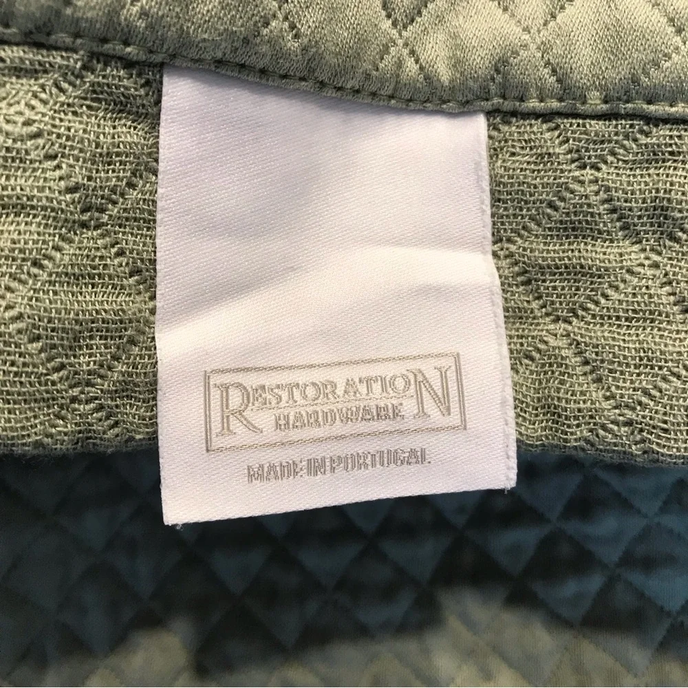 Restoration Hardware Vintage-Washed Diamond Matelasse Standard pillow sham Green